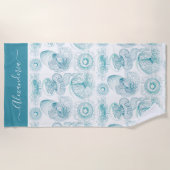 Serviette De Plage Côte Turquoise turquoise aqua méduse marine (Devant)