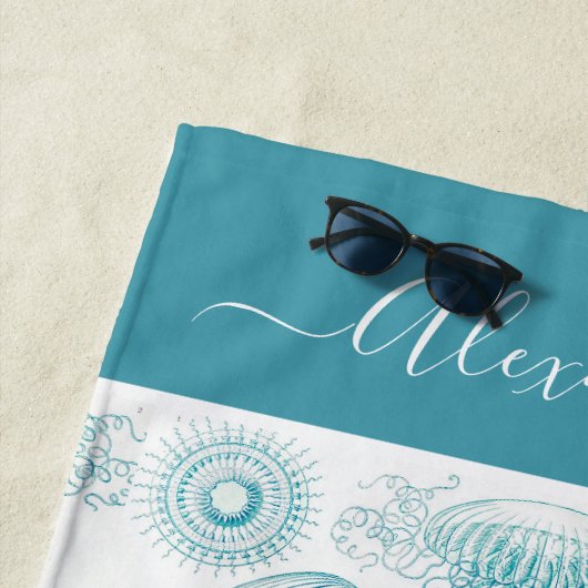 Serviette De Plage Côte Turquoise turquoise aqua méduse marine (En situation)