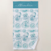 Serviette De Plage Côte Turquoise turquoise aqua méduse marine (Devant)