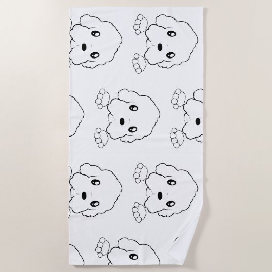 Serviette De Plage coton de tuléar qui regarde (Devant)