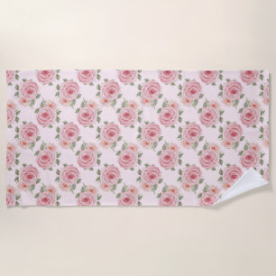 Serviette De Plage Cottage rose rose fleuri vintage motif