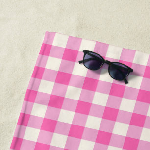 Serviette De Plage Cottagecore En vichy rose