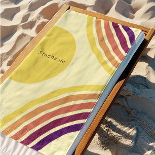 Serviette De Plage Coucher de soleil à la plage Colorful Abstrait Wav