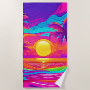 Serviette De Plage Coucher de soleil bleu et orange
