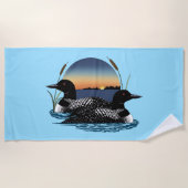 Serviette De Plage Coucher de soleil Couple Bleu (Devant)