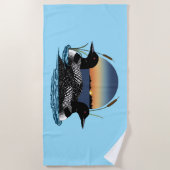 Serviette De Plage Coucher de soleil Couple Bleu (Devant)