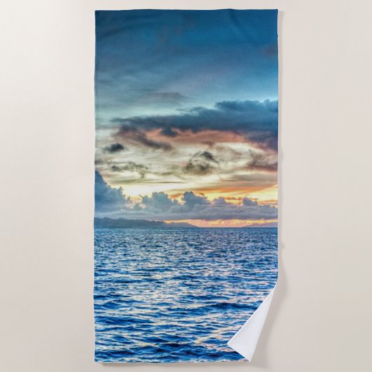 Serviette De Plage Coucher de soleil de Bora Bora, photo tropicale (Devant)