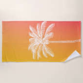 Serviette De Plage Coucher de soleil de palmier blanc tropical (Devant)