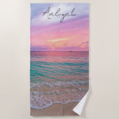 Serviette De Plage Coucher de soleil de plage personnalisé (Devant)