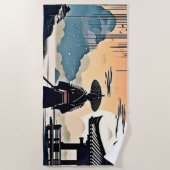 Serviette De Plage Coucher de soleil de Samurai : Voyage réfléchi (Devant)