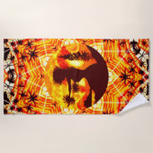 Serviette De Plage Coucher de soleil hawaïen Hula Palms (Devant)