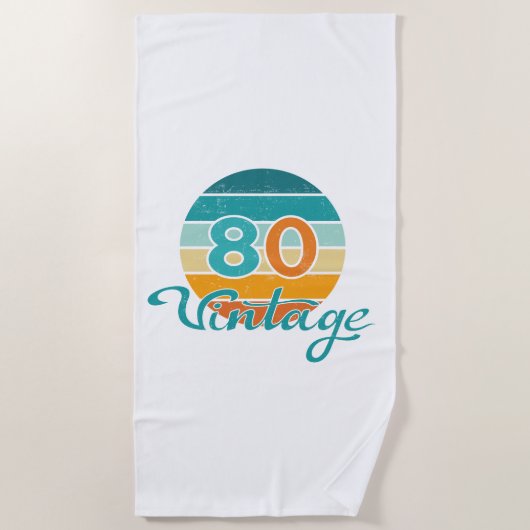 Serviette De Plage Coucher de soleil rétro 80 usé vintage (Devant)