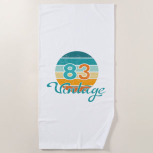 Serviette De Plage Coucher de soleil rétro 83 Vintage en détresse