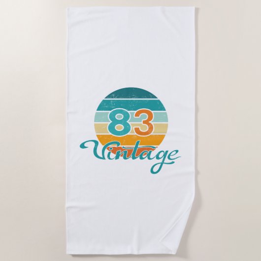 Serviette De Plage Coucher de soleil rétro 83 Vintage en détresse (Devant)