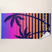 Serviette De Plage Coucher de soleil rétro Personnalisé  (Devant)