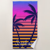 Serviette De Plage Coucher de soleil rétro Personnalisé  (Devant)