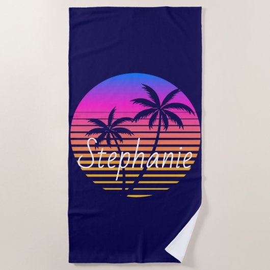 Serviette De Plage Coucher de soleil rétrograde Personnalisé (Devant)