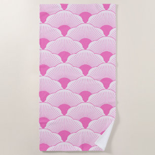 Serviette De Plage Coucher de soleil, rose tonique, texture béton