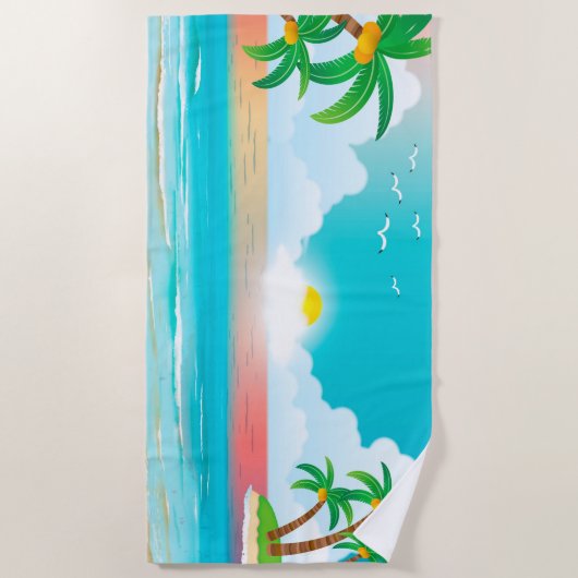 Serviette De Plage Coucher de soleil sur la plage (Devant)