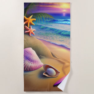Serviette De Plage Coucher de soleil sur la plage de l'Imaginaire tro