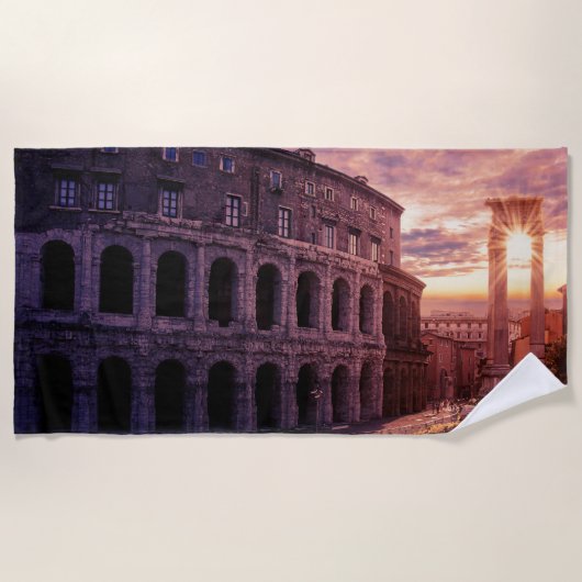 Serviette De Plage Coucher de soleil sur le Colisée de Rome à Rome (Devant)