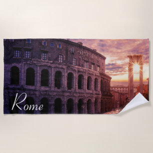 Serviette De Plage Coucher de soleil sur le Colisée de Rome à Rome