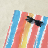 Serviette De Plage Coucher de soleil sur les rayures d'aquarelle Hori (En situation)