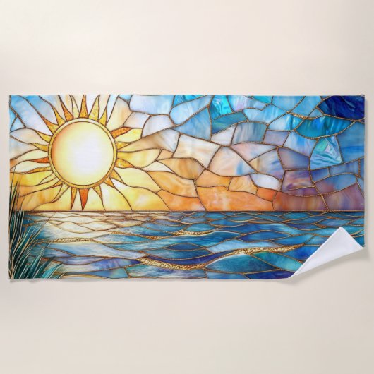 Serviette de plage Coucher de soleil sur l'océan e (Devant)