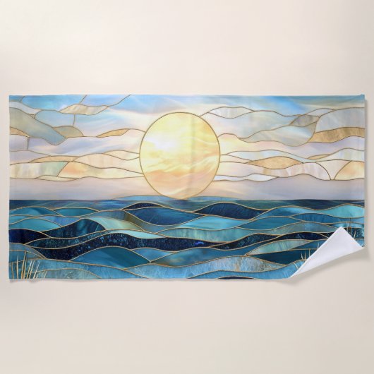 Serviette de plage Coucher de soleil sur l'océan e (Devant)