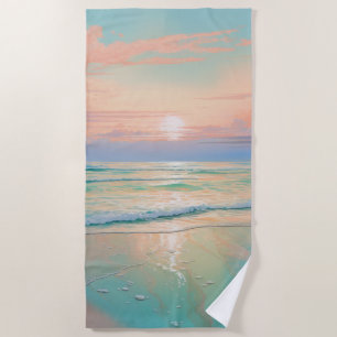 Serviette De Plage Coucher de soleil sur un paysage de plage tranquil