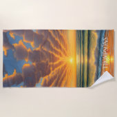 Serviette De Plage Coucher de soleil sur une belle plage (Devant)