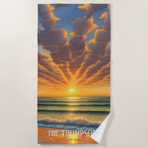 Serviette De Plage Coucher de soleil sur une belle plage