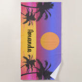 Serviette De Plage Coucher de soleil tropical (Devant)