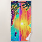 Serviette De Plage Coucher de soleil tropical : Ciel vif (Devant)