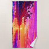 Serviette De Plage Coucher de soleil tropical : Plage d'art (Devant)