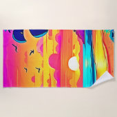 Serviette De Plage Coucher de soleil tropical vif (Devant)