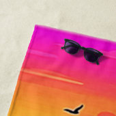 Serviette De Plage Coucher de soleil tropical vif (En situation)