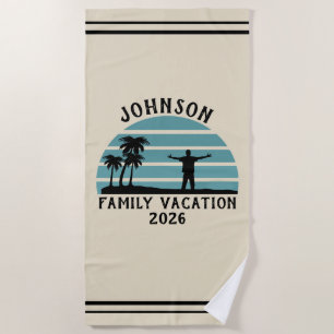 Serviette De Plage Coucher de soleil vintage sur un palmier pour vaca