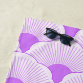 Serviette De Plage Coucher de soleil, violet tonique, texture béton (En situation)