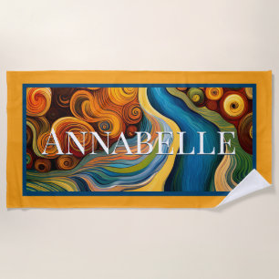 Serviette De Plage Couleur Abstraite moderne Fissures Joyau Tone