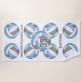 Serviette De Plage couleur bleu clair gris de l'équipe nom volleyball (Devant)