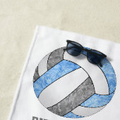Serviette De Plage couleur bleu clair gris de l'équipe nom volleyball (En situation)