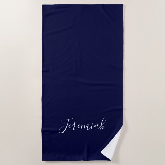 Serviette De Plage Couleur bleu marine Calligraphie moderne simple de (Devant)
