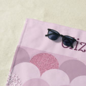 Serviette De Plage Couleur de cercle violet rose (En situation)