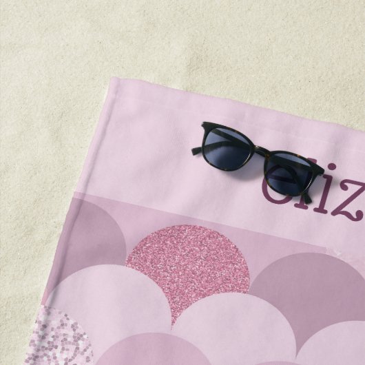 Serviette De Plage Couleur de cercle violet rose (En situation)