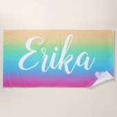 Serviette De Plage couleur de l'arc-en-ciel, coule (Devant)