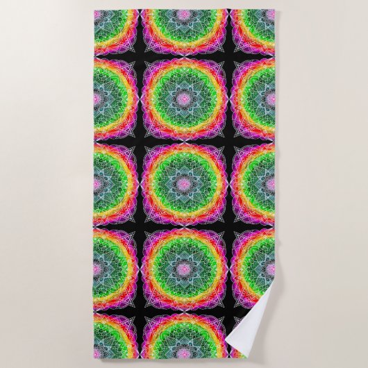 Serviette De Plage Couleur éclater Rainbow Prism Mandala (Devant)