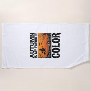 Serviette De Plage Couleur préférée d'automne Halloween Citrouille Ve