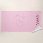 Serviette De Plage Couleur rose pastel monogrammée (Devant)