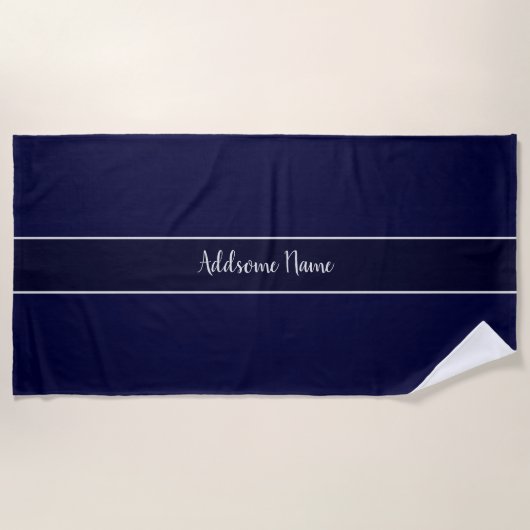 Serviette De Plage Couleur solide Moderne Marine Bleu élégant (Devant)